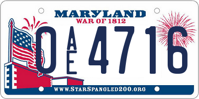 MD license plate 0AE4716
