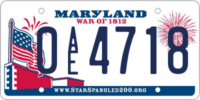 MD license plate 0AE4718