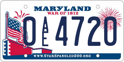 MD license plate 0AE4720