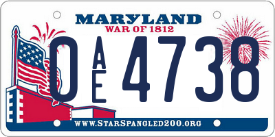 MD license plate 0AE4738
