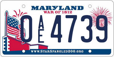 MD license plate 0AE4739