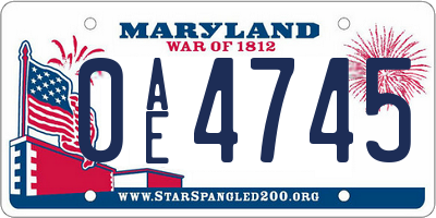 MD license plate 0AE4745