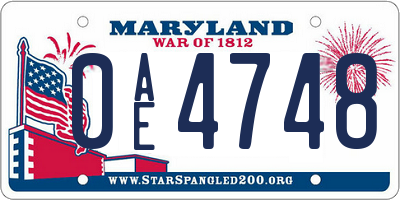 MD license plate 0AE4748