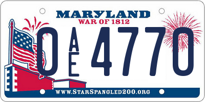 MD license plate 0AE4770