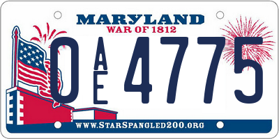 MD license plate 0AE4775