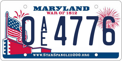 MD license plate 0AE4776