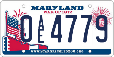 MD license plate 0AE4779