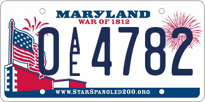 MD license plate 0AE4782