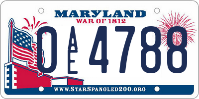 MD license plate 0AE4788