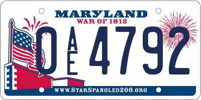MD license plate 0AE4792