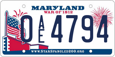 MD license plate 0AE4794