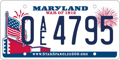 MD license plate 0AE4795