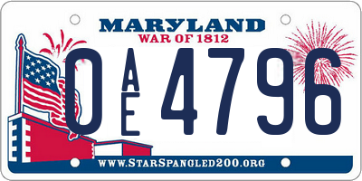 MD license plate 0AE4796