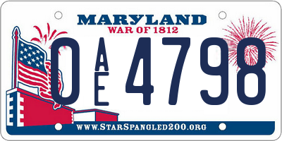 MD license plate 0AE4798