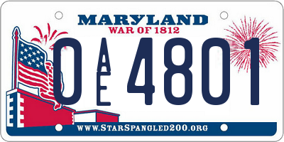 MD license plate 0AE4801