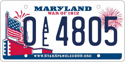 MD license plate 0AE4805