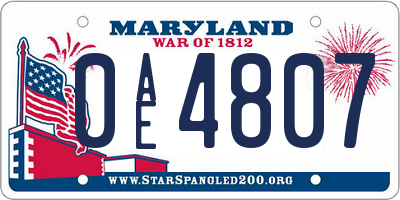 MD license plate 0AE4807
