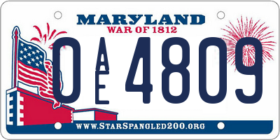 MD license plate 0AE4809