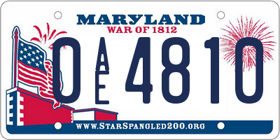 MD license plate 0AE4810