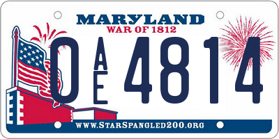 MD license plate 0AE4814
