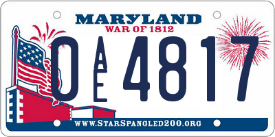 MD license plate 0AE4817
