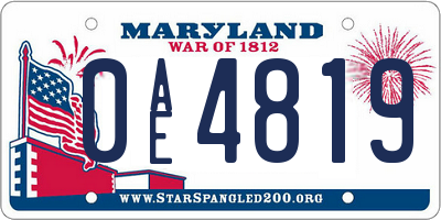 MD license plate 0AE4819