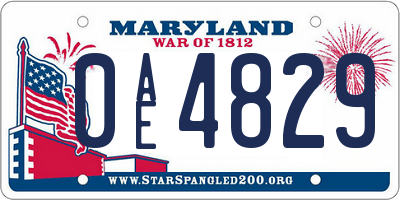 MD license plate 0AE4829