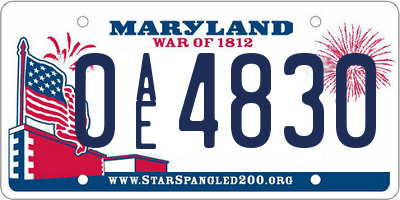 MD license plate 0AE4830