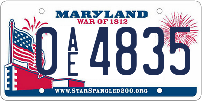 MD license plate 0AE4835
