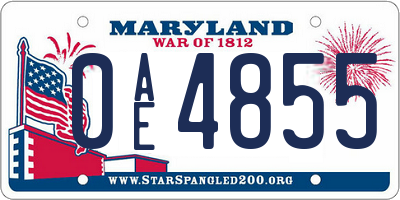 MD license plate 0AE4855