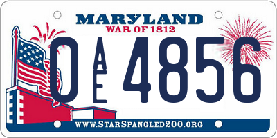 MD license plate 0AE4856