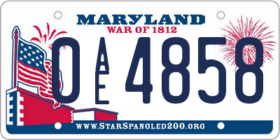 MD license plate 0AE4858