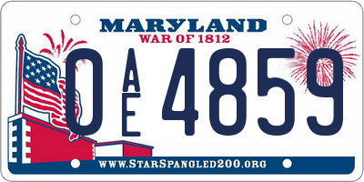 MD license plate 0AE4859