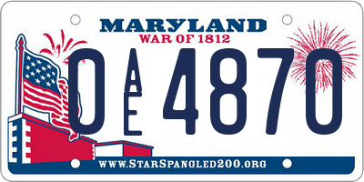 MD license plate 0AE4870