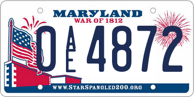MD license plate 0AE4872