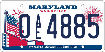 MD license plate 0AE4885