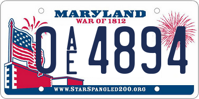 MD license plate 0AE4894