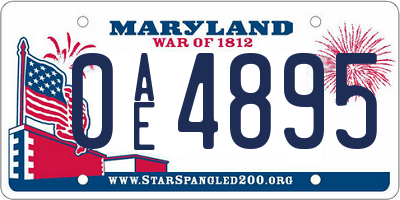 MD license plate 0AE4895