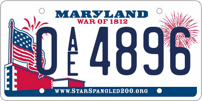 MD license plate 0AE4896