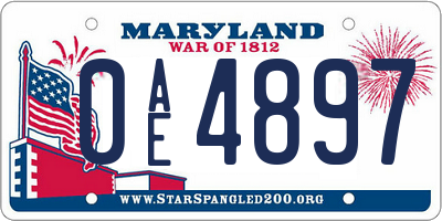 MD license plate 0AE4897