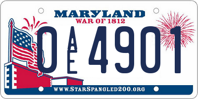 MD license plate 0AE4901