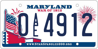 MD license plate 0AE4912