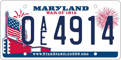 MD license plate 0AE4914
