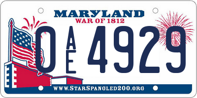 MD license plate 0AE4929