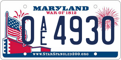 MD license plate 0AE4930