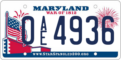 MD license plate 0AE4936