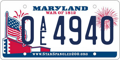 MD license plate 0AE4940