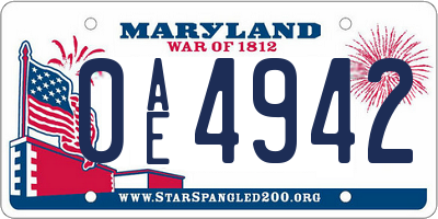 MD license plate 0AE4942