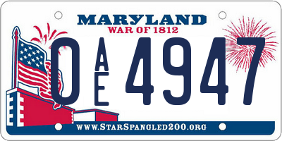 MD license plate 0AE4947