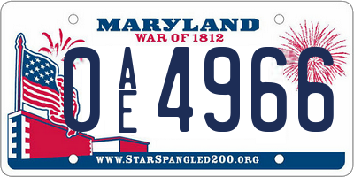 MD license plate 0AE4966